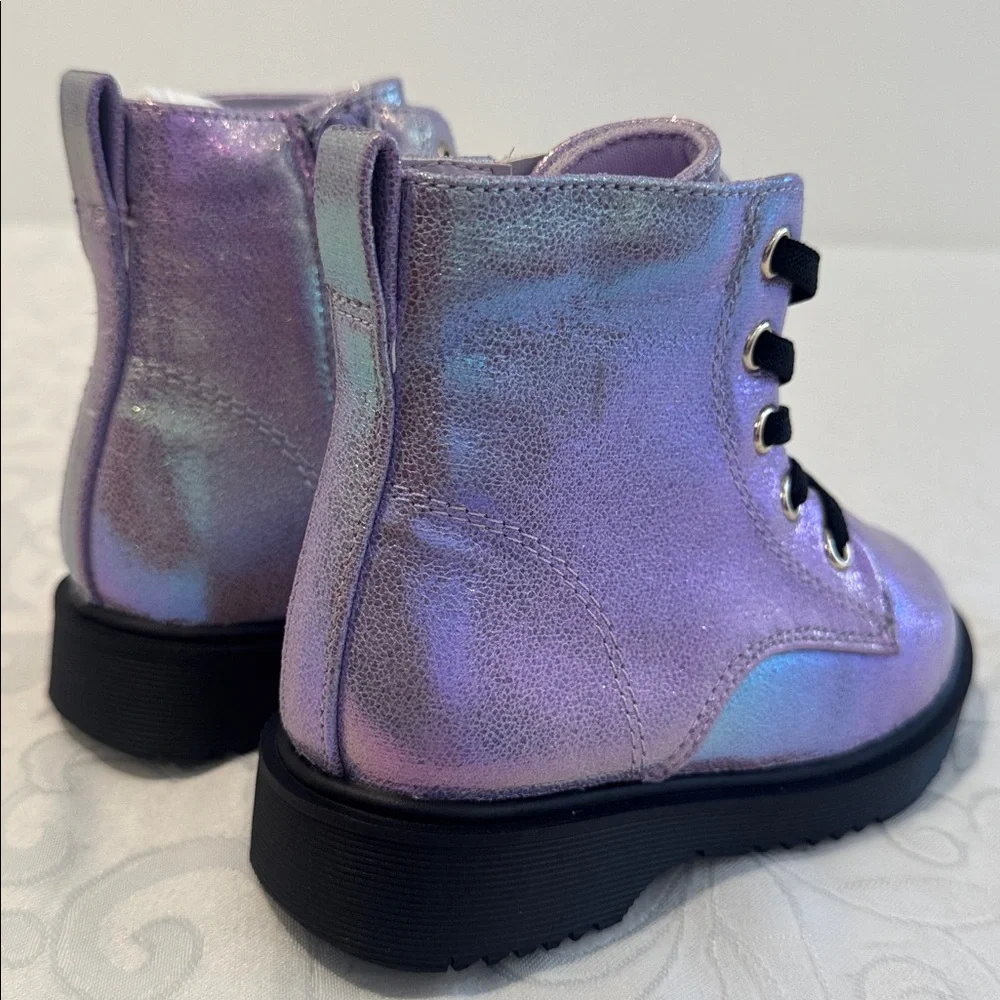 Harper Canyon Iridescent Combat Boots. Girls 8